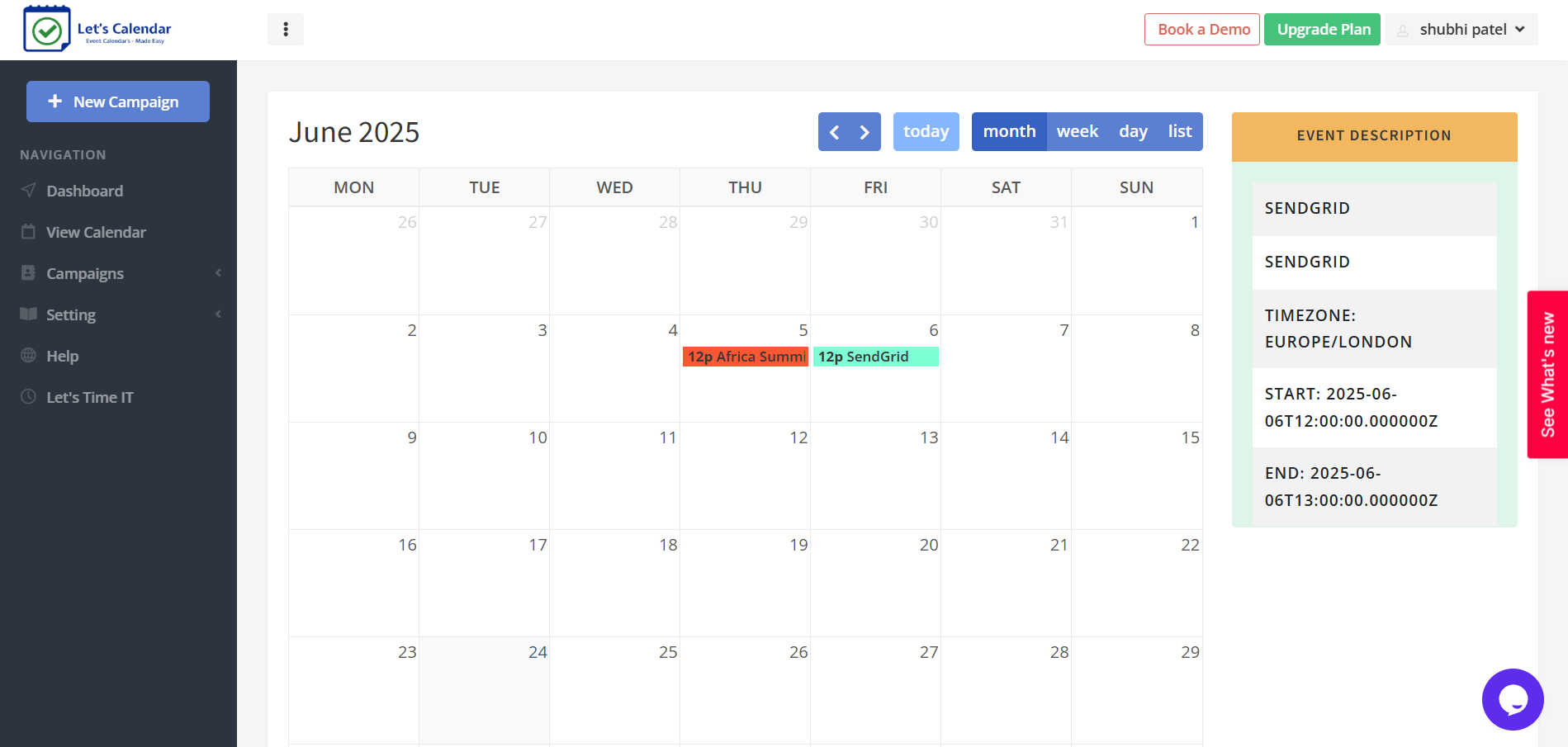 screenshot of Let's Calendar